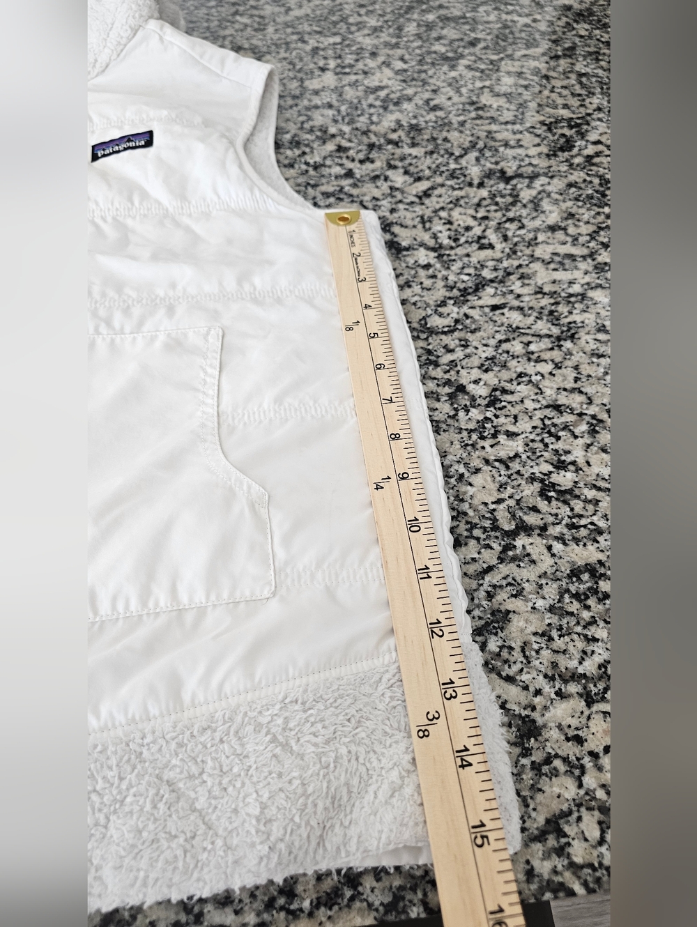 Patagonia Reversible Sherpa Vest Women’s Medium White Hooded Full Zip Fleece - Picture 8 of 9